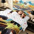 thumbnail image 4 of meiyoeat Graffiti Monster Truck Twin Comforter Sets 2pcs,Checkered Race Flag Bedding Set,orange green,Reversible,1 Comforter and 1 Pillowcase, 4 of 6