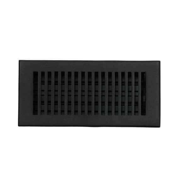 Sleek Vent 4"x12" Duct Opening (Overall 5-1/2"x 13-3/4") Solid Cast Aluminum Register Cover | Powder Coated Black No holes