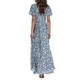 thumbnail image 6 of EANJE Beach Dresses for Women 2025 Vacation Cute V Neck Short Sleeve Long Dresses Dressy Casual Floral Maxi Chiffon Dresses for Women 2025 Dark Blue XXL, 6 of 7