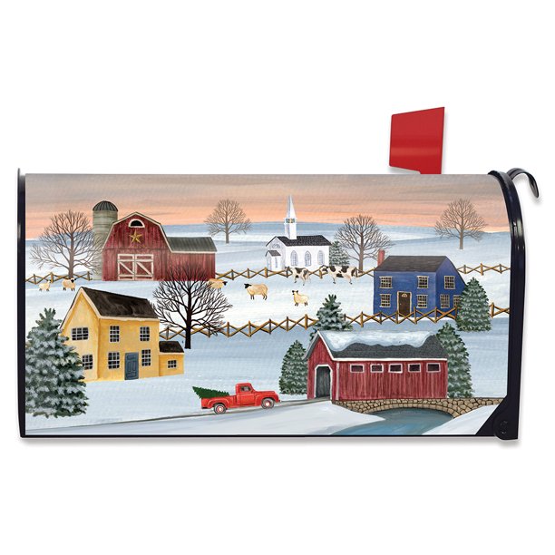 Winter Saltboxes Primitive Mailbox Cover Covered Bridge Standard