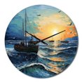 thumbnail image 2 of Designart "Seascape with Fishing Inspired by Van Gogh III" Vangogh Oversized Wall Clock, 2 of 5