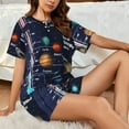 thumbnail image 4 of Pofeuu Solar System Print Women's Pajama Set Short/Shorts Soft Button PJs Elastic Drawstring Waist Sleepwear-4X-Large, 4 of 6