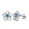 thumbnail image 3 of Homesteed Hollow Flower Shaped Diamond Earrings for Women Shiny Crystal Studs Elegant Floral Jewelry Nickel Free Birthday Wedding Gift for Her, 3 of 6