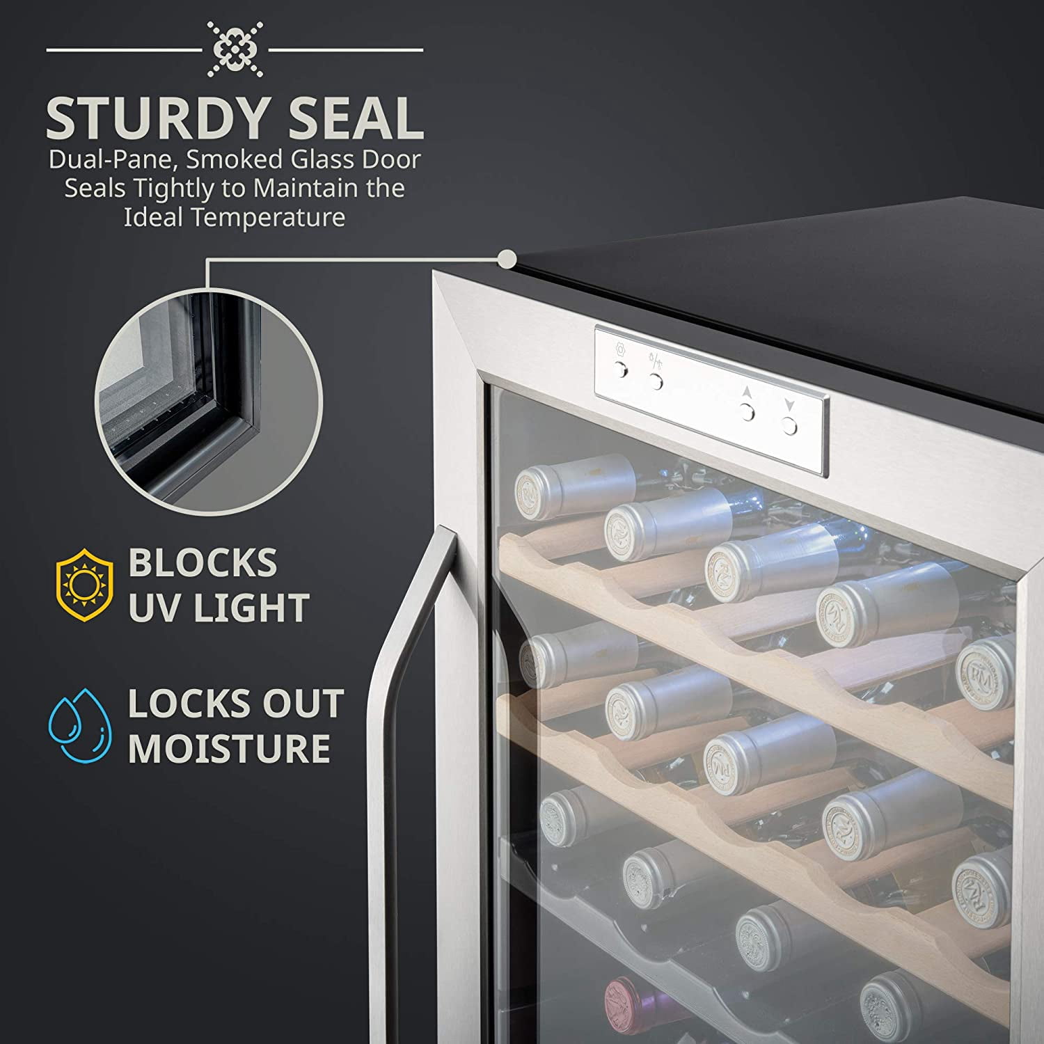 IVATION 33-Bottle Freestanding Wine Refrigerator with Dual Zone Temperature Control & Lock