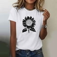 thumbnail image 2 of Womens Shirts Summer Round Neck Short Sleeve T-Shirts Casual Fashion Flowers Printed Loose Blouses Pullover Top Spring Clothing, 2 of 5