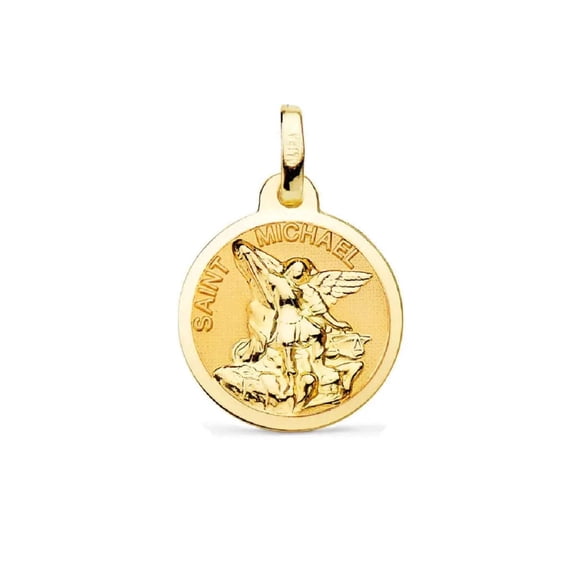18K Solid Yellow Gold Saint Michael the Archangel (14mm)