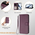 thumbnail image 3 of Allytechgroup for Samsung Galaxy A17 5G Flip Case, Slim Fit Shockproof Cover with Credit Card Slot, RFID Blocking Card Pocket Lanyard Shock-Absorbent Protective Bumper for Women Girls, Violet, 3 of 11