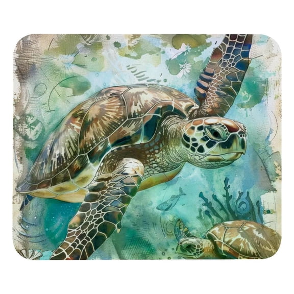 PhooArto Comfortable Mouse Pad Vintage Sea Turtle Painting Desktop Mousepad , 21 x 25 cm Mouse Mat, Non-Slip Rubber Base, Improves Speed and Precision