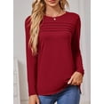 thumbnail image 4 of JYLFC Womens T-shirts Round Neck Long Sleeve Tee Lightweight Shirts, Burgundy L, 4 of 6
