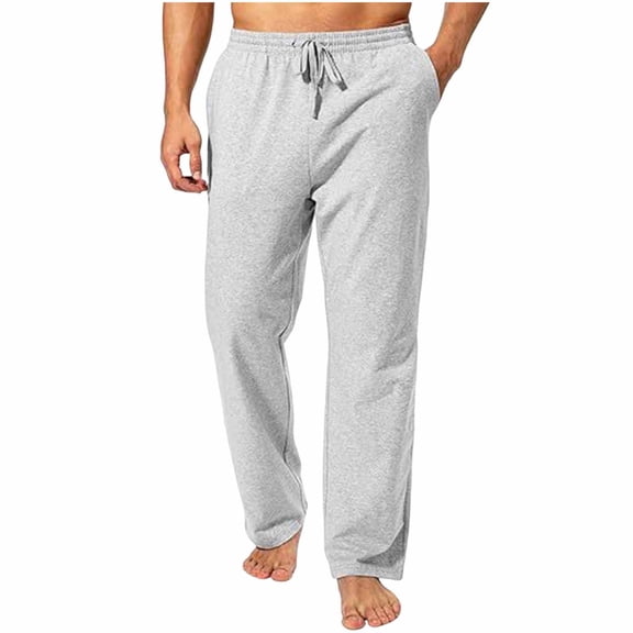 BVnarty Men's Drawstring Waist Straight Leg Basic Sweatpants Soft Fleece Moisture Wicking Track Pants for Home Relaxation Gray L