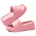 thumbnail image 4 of Spencer Women Platform Sandals Soft Padded Platform Wedges Slide Sandals Comfy Square Open Toe Summer Slides Trendy Slippers, Pink, 4 of 9