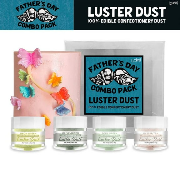 Bakell - Father's Day Luster Dust Combo Pack Collection A (4g, 4x Pump) Edible Vegan Dust & Paint for Baking, Desserts and Beverages