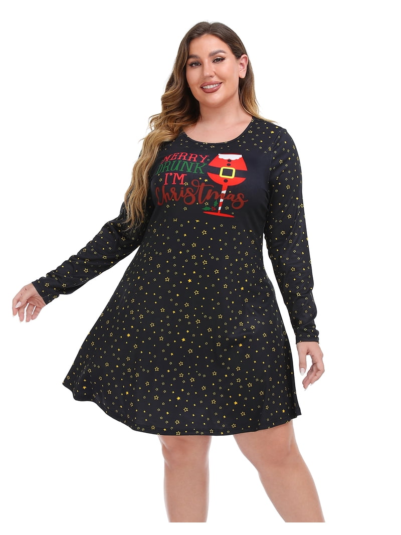 HDE Womens Plus Size Party Dress Ugly Christmas Sweater Long Sleeve Skater Dress Merry Drunk I'm Christmas 1X - Walmart.com HDE Womens Plus Size Party Dress Ugly Christmas Sweater Long Sleeve Skater Dress Merry Drunk I'm Christmas 1X - Walmart.com