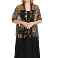 thumbnail image 2 of Women Sheer Mesh Embroidered Shawl Cardigan, Floral Sequin Tassel Open Front Cape Cover‑up for Evening Formal Wedding Party Mother of Bride Outfit Yellow, 2 of 4