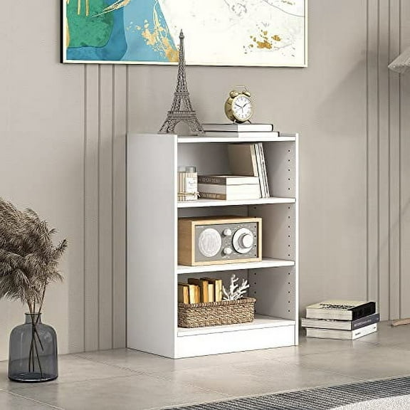 LOKO 3-Tier Open Bookcase, Modern 3-Cube Bookshelf with 18-Position Adjustable Shelves & Anti-toppling Devices, Multipurpose Cubical Display Storage Organizer for Living Room Study (1, White)