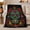 Festive Skull, variant on Sugar Skull with Candles and Flowers, Mystical Folk Art Style for Skull Art Lovers, Rainbow Altar Scene and Halloween Gift, Soft Flannel Blanket for Bedroom and Living Room, Gothic Home Decor