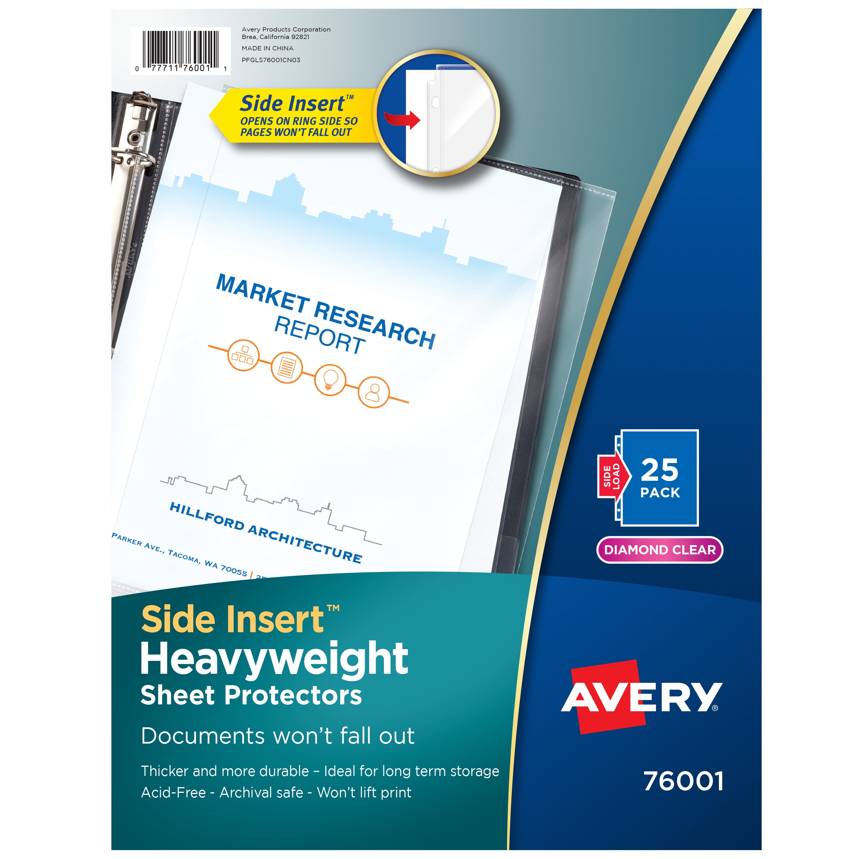 Avery Diamond Clear Secure Side-Load Sheet Protectors, 25ct (76001)
