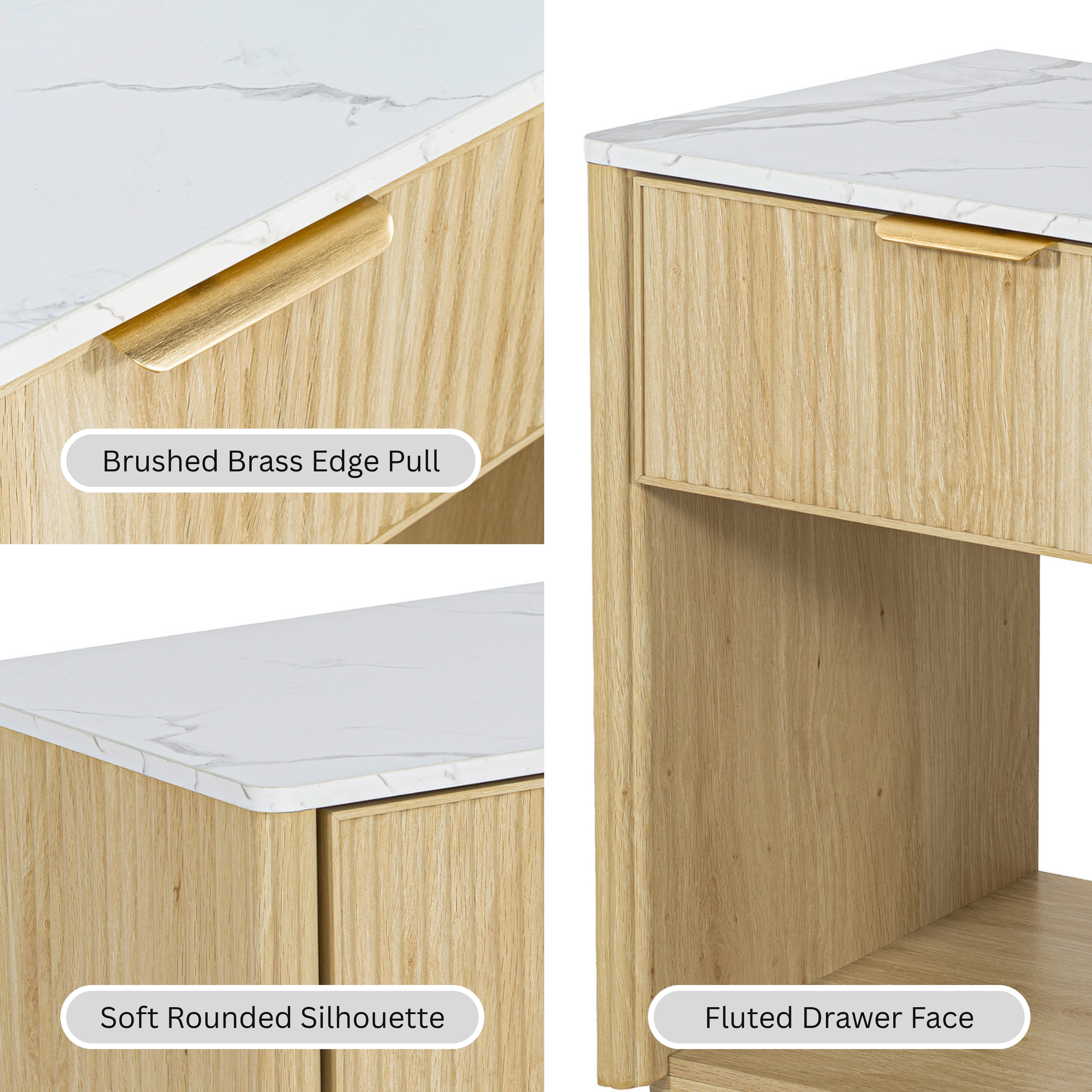 Furniture of America Elarin Modern Wood 1-Drawer Nightstand with Open Bottom Shelf, Natural