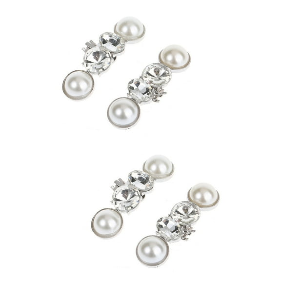 2 Pairs Black Shoelaces Decorations Clips Wedding Accessories Buckle Miss Bride