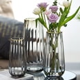 thumbnail image 3 of Jarrón de cristal de estilo nórdico con flores hidropónicas doradas transparentes, adornos florales para mesa de lirios, 3 of 5