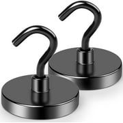 DIYMAG Black Magnetic Hooks Heavy Duty, 100Lbs Strong Neodymium Magnet Hooks with Epoxy Coating for Home, Kitchen, Workplace, Office etc-2 Pack