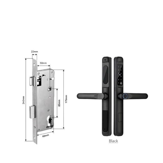 Tuya App Waterproof Smart Door Lock Aluminum Biometric Lock Fingerprint Door Handle Digital Keyless Lock For Glass Sliding ,More Secure