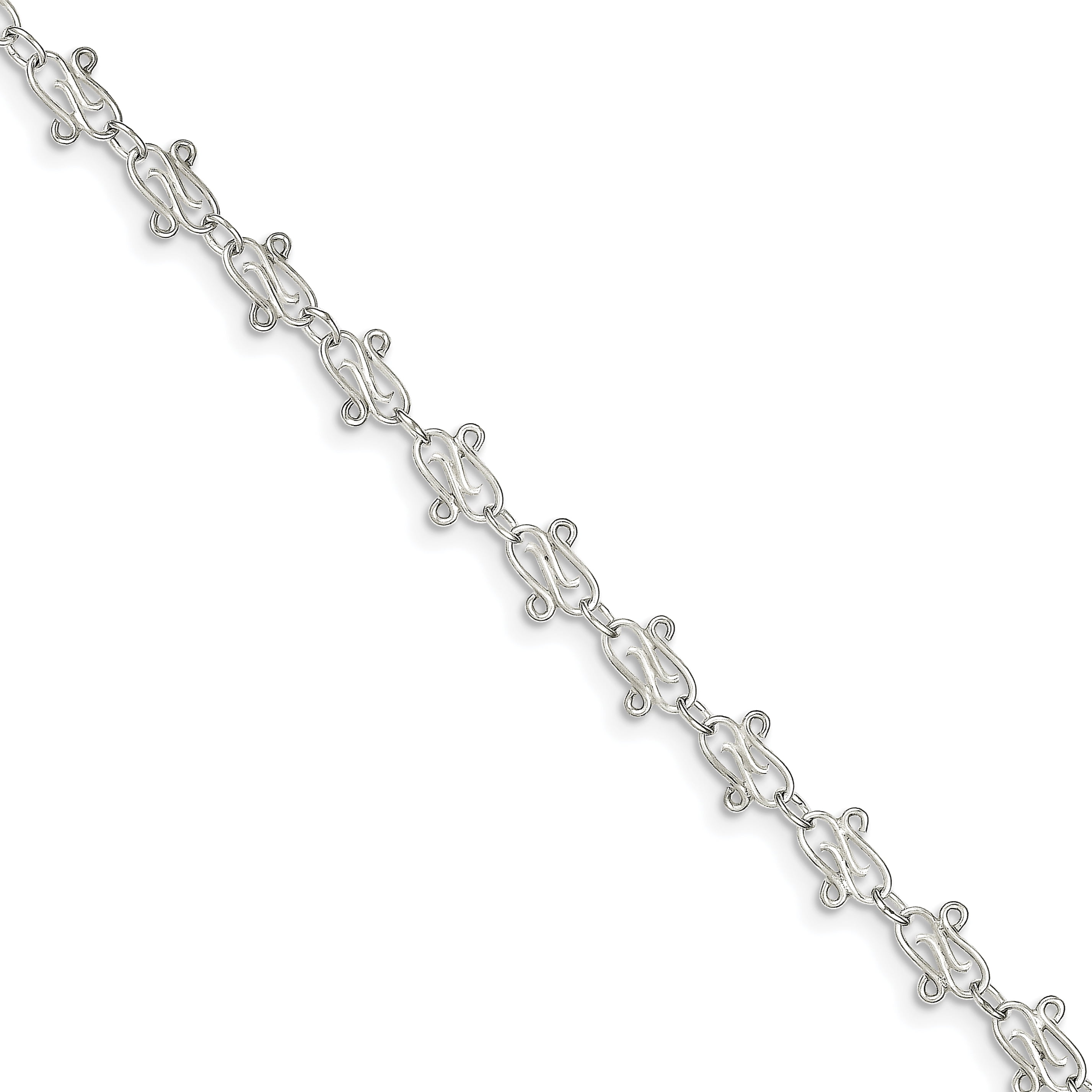 Sterling Silver 10inch Fancy Polished Anklet 10 Inches 