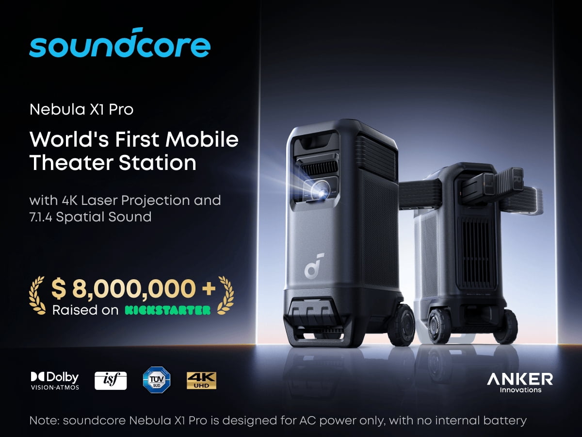 Soundcore Nebula X1 Pro 4K Outdoor Projector, Triple Laser, 3500 ANSI Lumens, Spatial Sound, 56000:1 Contrast, Optical Zoom