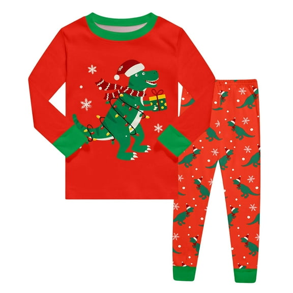 XEGLSBU Baby Christmas Outfit 3 Months Boys Themed Long Sleeve Pajama with Festive Print Holiday Family Sleepwear Soft Two Piece Loungewear for Kids Red Size 7-8 Years