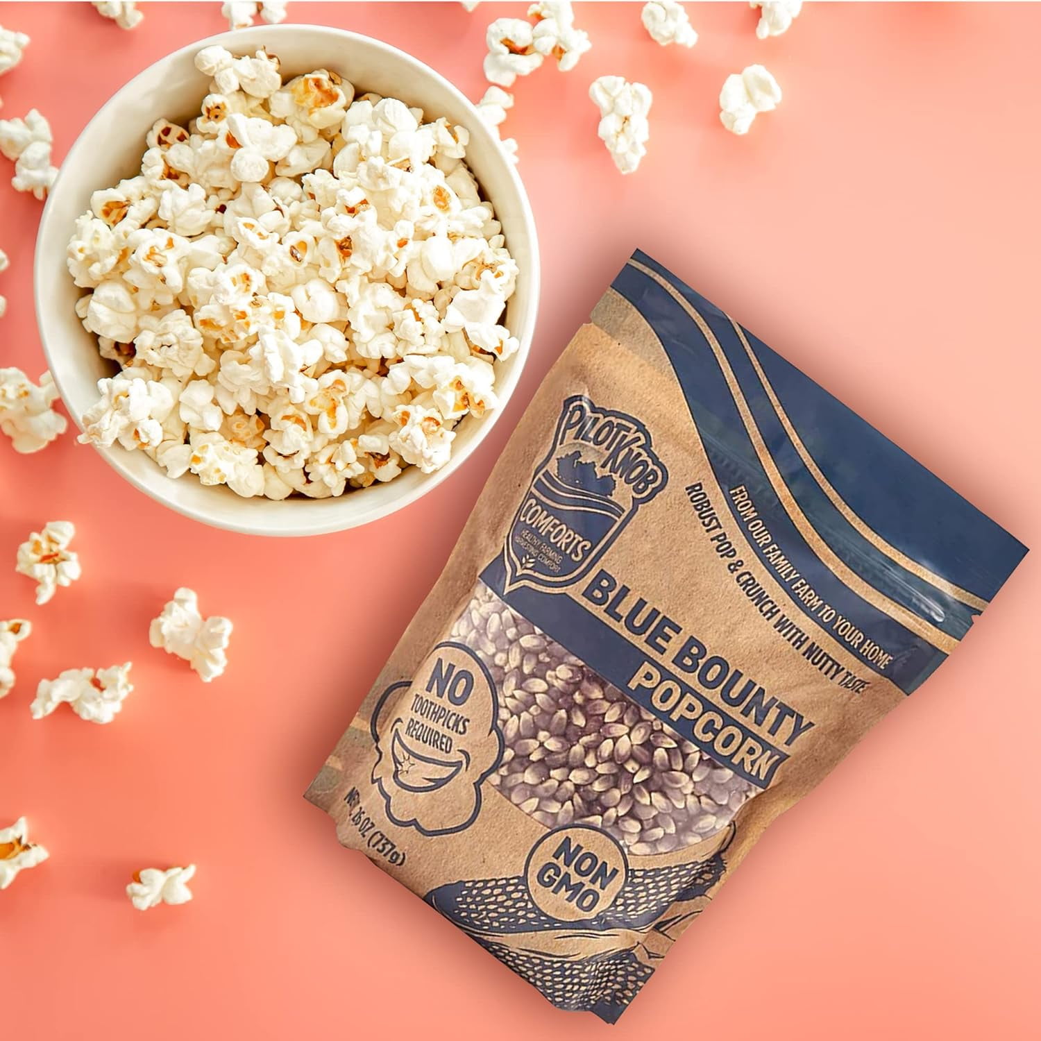 Pilot Knob Comforts Blue Bounty Gourmet Popcorn Kernels for Popcorn Machines, Microwave and Air Popper Popcorn Maker – Non-GMO, Fresh Heirloom Hull-Less Popcorn Seeds – 3 Packs (26 Oz Each)