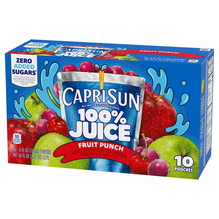 Capri Sun 100% Juice Fruit Punch Juice Box Pouches, 10 ct Box, 6 fl oz  Pouches