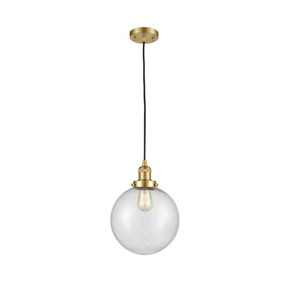 Innovations 201C-SG-G204-10-LED X-Large Beacon 1 Light Mini Pendant part of the Franklin Restoration Collection, Satin Gold