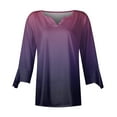 thumbnail image 3 of LEAVINGSUO Womens Tops Long Sleeve Fashion Woman V Neck Three Quarter 3/4Sleeve T Shirt AutumnBlouse Tops Sweatshirt, 3 of 4