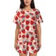thumbnail image 1 of Balery Red Strawberry Conjunto de Pijama para Mujer con Estampado, Dos Piezas de Manga Corta y Shorts, Ropa de Dormir Suave con Cuello Redondo y Bolsillos-Large, 1 of 6