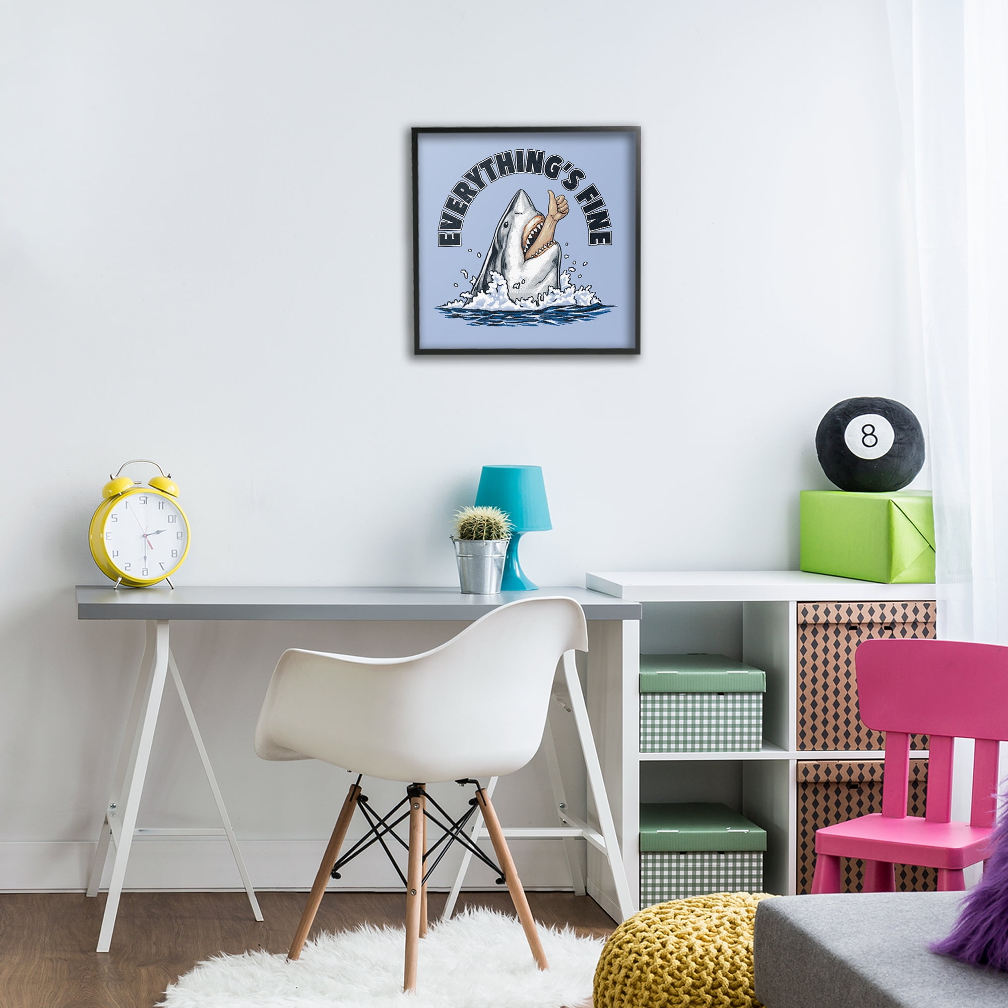 Everything's Fine Shark Bite Black Framed Giclee Art, design by Jedco Brands Inc.
