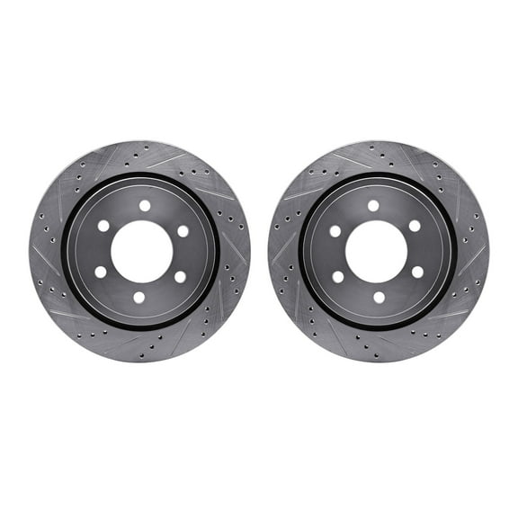 Dynamic Friction Company Rear Brake Rotors-Drilled and Slotted-Silver 7002-54219