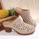 thumbnail image 4 of Tacones Altos de la Mujer de Moda Casual Primavera Verano Color Sólido Cerrado Dedo Del Pie Floral Bloque Tacones Bohemian Recorte Mulas, 4 of 7