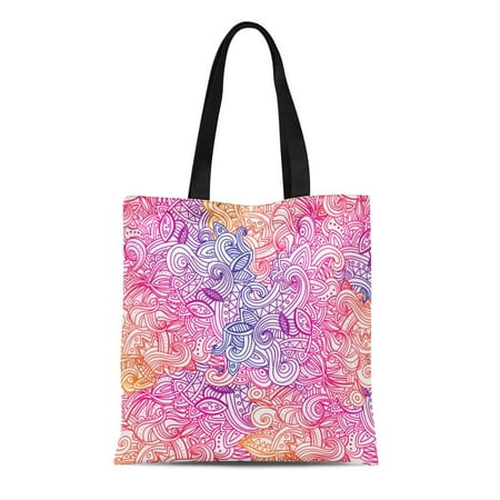 ASHLEIGH Canvas Tote Bag Tween Multicolor Pattern Doodles Sketchy Teen Sketch Scribble Groovy Reusable Shoulder Grocery Shopping Bags Handbag