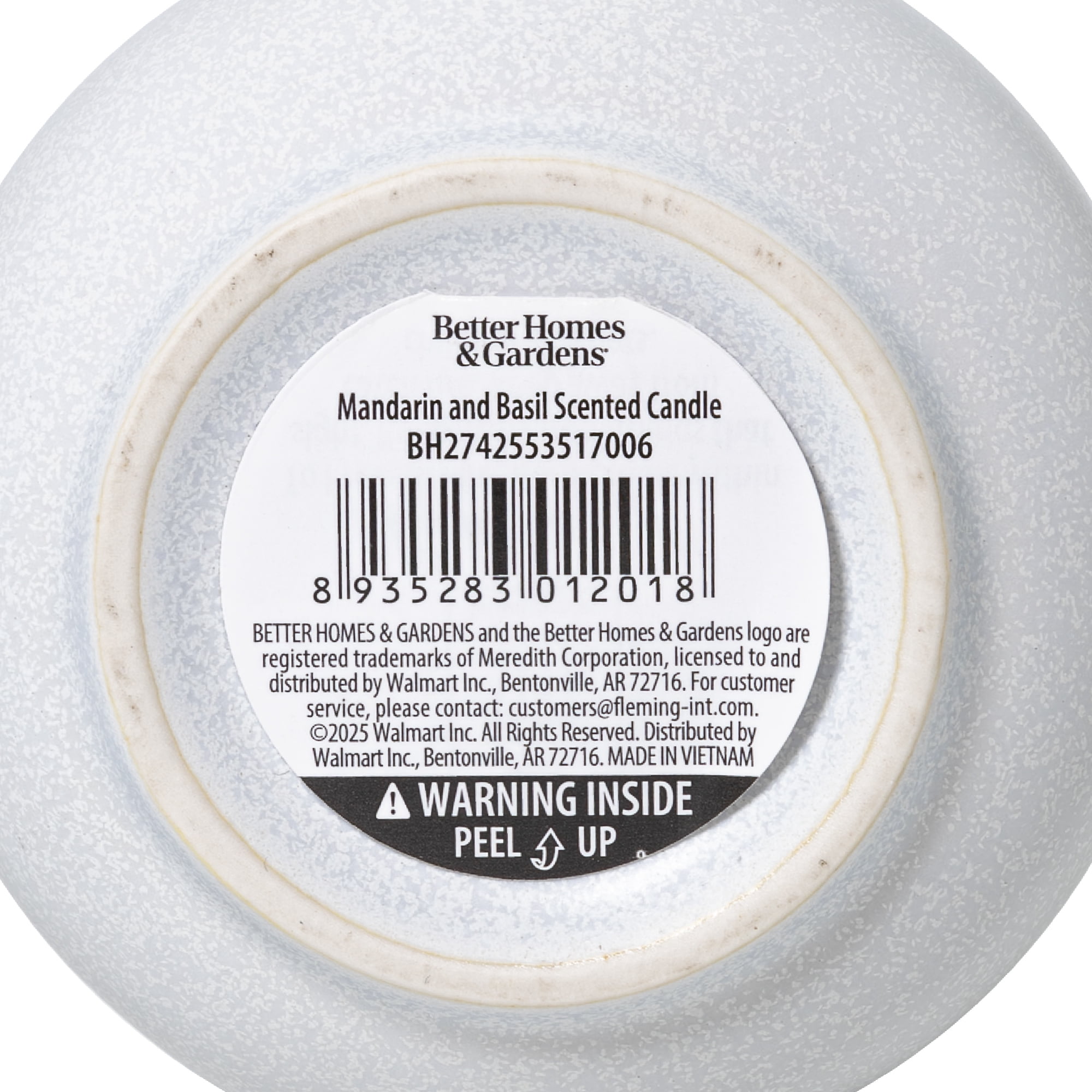 Better Homes and Gardens 1-Wick Ceramic Jar Candle, Mandarin Basil, 8 oz