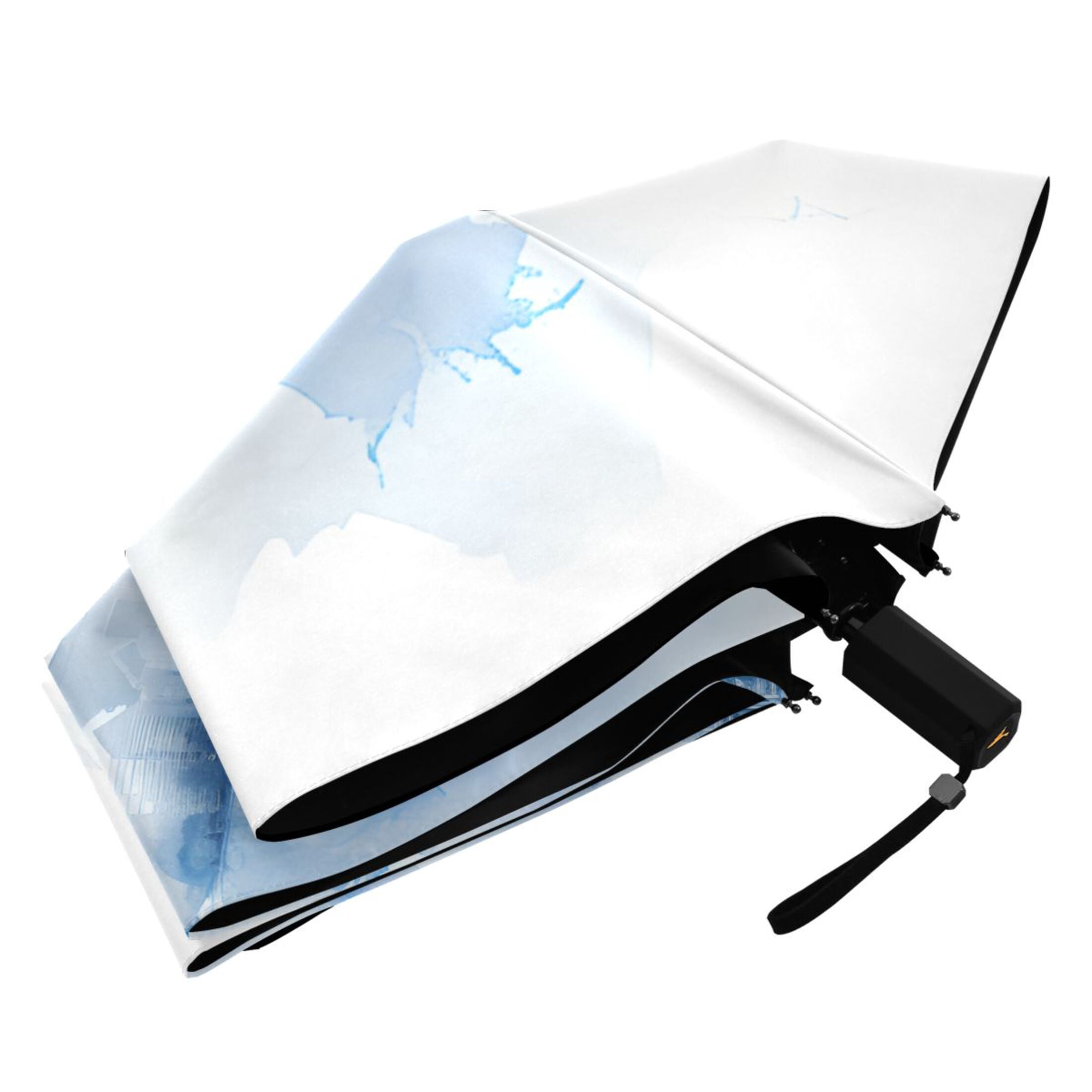 Watercolor Seattle Skyline Compact Sun Umbrella Windproof Travel Umbrellas for Rain Strong Portable UV Protection