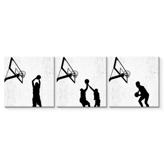 wall26 3 Panel Canvas Wall Art Play Basketball Pictures Home Wall Decorations for Bedroom Living Room Paintings Canvas Prints Framed - 16"x16"x3 Panels