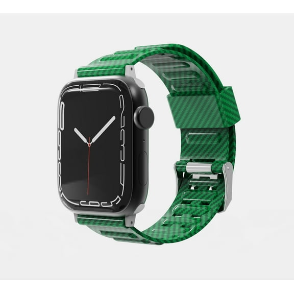 For Apple Watch Size 38/40/41mm Sport Bands Carbon Fiber Design Rubber Replacement Band Strap for iWatch Series 7/SE/6/5/4/3/2/1 Cover ,Xpm Phone Case [Green]