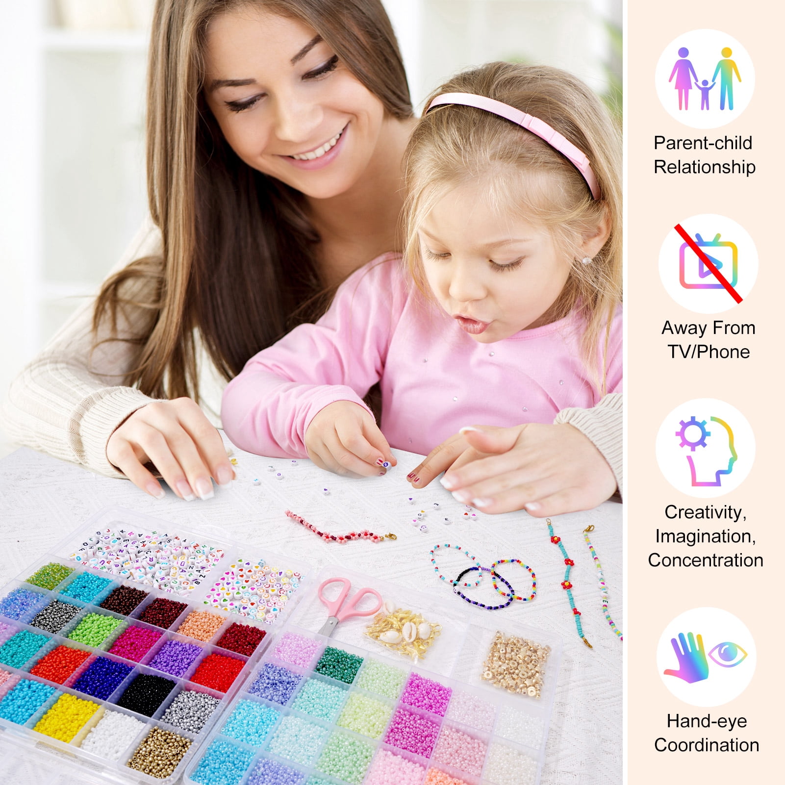 43000 PCS 2 Boxes Glass Seed Beads for Jewelry Making Kit,Tiny Beads Set for Bracelets Making, DIY,Art and Craft Friendship Gifts Toys for Girls Kids Adults,2mm