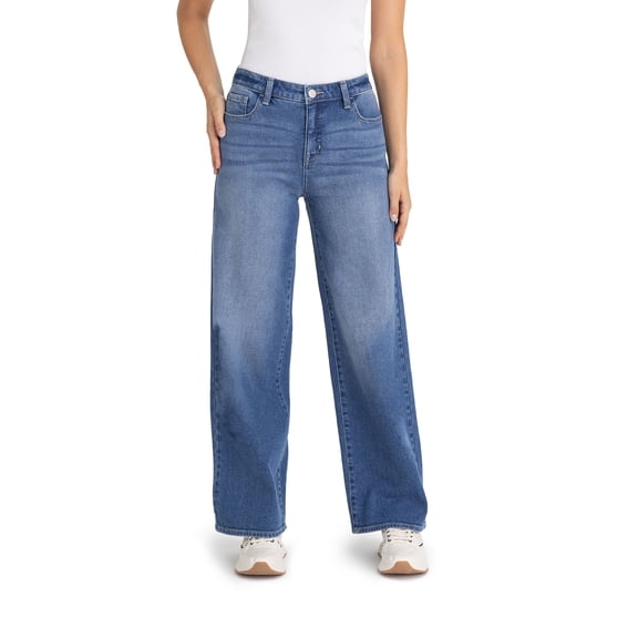 Jordache Women's High Rise Wide Leg Jeans, 32" Inseam, Sizes 2-22