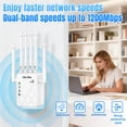 thumbnail image 3 of Ourlife 2026 Dual Band WiFi Range Extender, 2.4GHz & 5GHz Signal Booster Repeater with 1200Mbps Speed, Wall-Through WiFi Amplifier, Covers up to 10000 Sq.ft (White), 3 of 10
