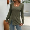 thumbnail image 6 of Lenpel Women's Tunic Tops Fall Long Sleeve Square Neck Side Split Ribbed Knit Shirts Lightweight Pullover Sweaters, 6 of 7