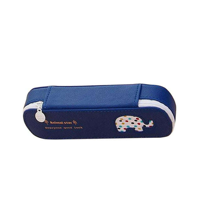 koolsoo Waterproof PU Zipper Pencil Bag, Creative Design, Stylish And Beautiful - Blue, as described