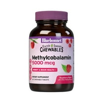 Bluebonnet EarthSweet Methylcobalamin 5,000 mcg Active Vitamin B12 Raspberry, 60 Chewables