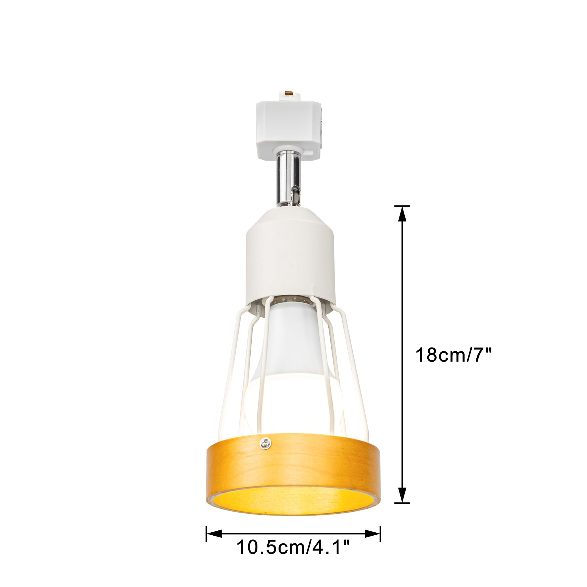 KAYYELAMP Adjustable Angle J-Type Track Head Lighting Wood Metal White Track Ceiling Lamp Dimmable RGB Fixture Vintage Design For Kitchen Party Home Office(No Track)