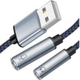 thumbnail image 1 of SURJDE USB to 3.5mm Jack Audio Adapter USB Sound Card Jack Audio Adapter with 3.5mm Headphone and Microphone Jack Compatible with PC,Laptop,Linux, Desktops,PS4，PS5and More Device, 1 of 7